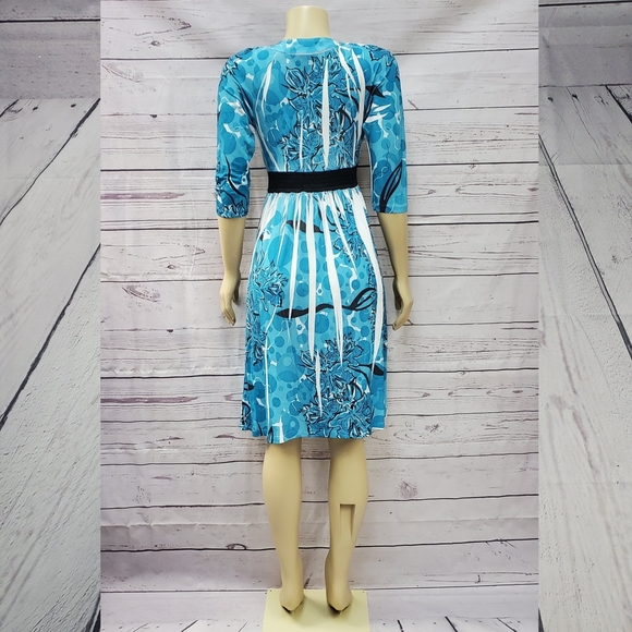 sam & max small deep vneck blue stretch 3/4 dress ( 5 for $20 ) - Picture 3 of 7